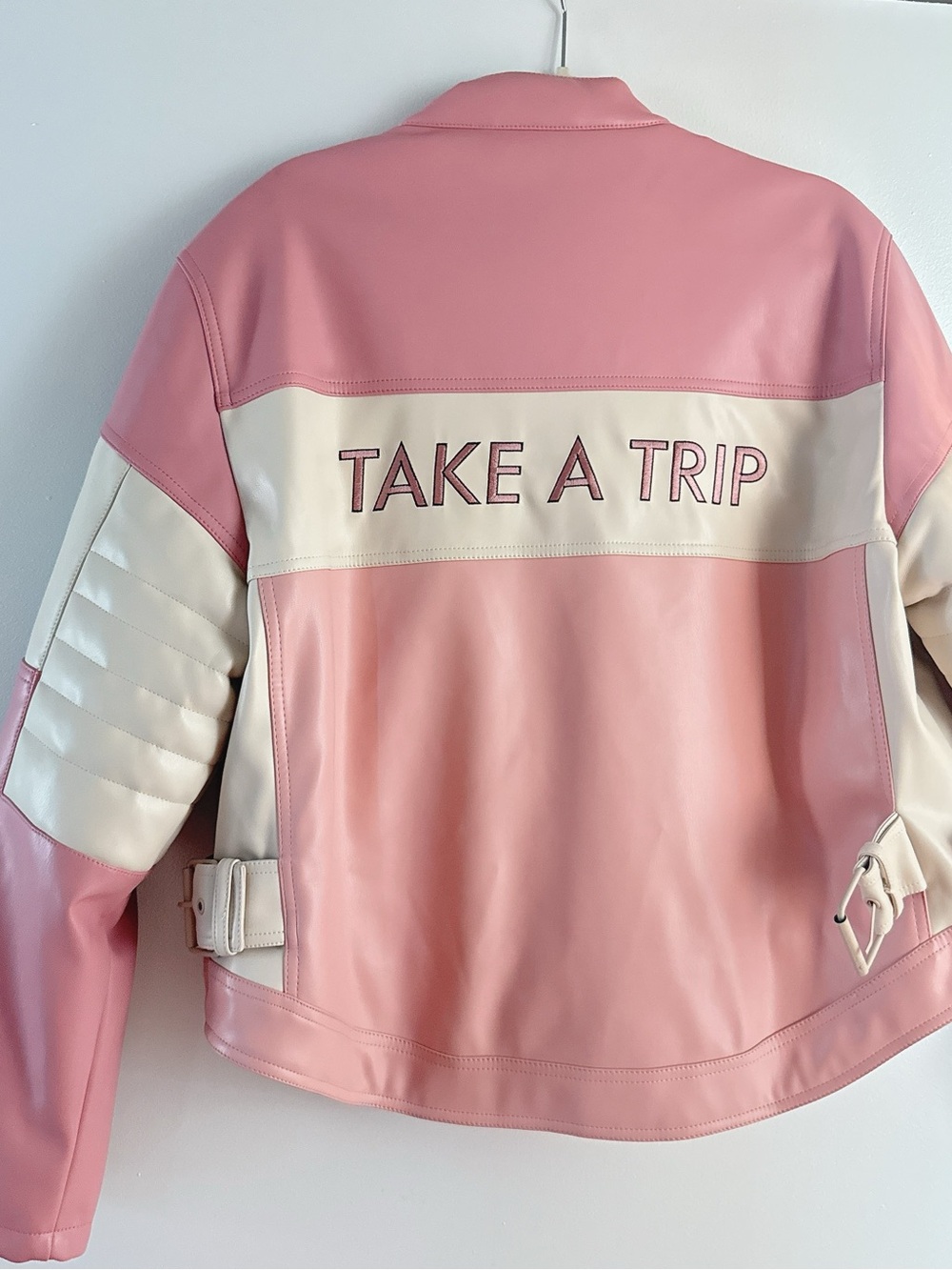 House of Sunny Pink & Cream Colorblock Bomber Jacket - Picture 4 of 4